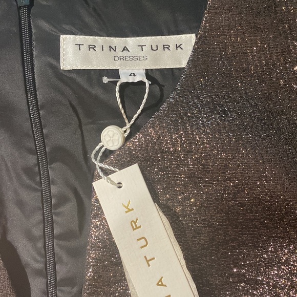 Trina Turk Bronze Metallic and black dress. Size 4 NWT - Picture 5 of 11